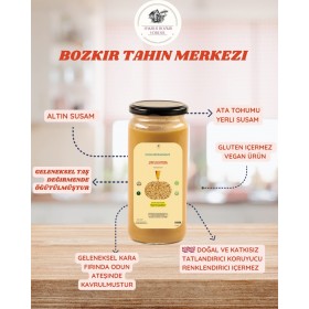 Bozkır Tahin Merkezi Yerli Ata Tohumu Altın Susam Taş Değirmeni Tahini Kavrulmuş 600 gr Vegan (doğal& katkısız)