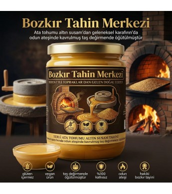 Ata Tohumu Altın Susam Taş Değirmeni Tahini Kavrulmuş 600 gr Ata Tohumu Altın Susam Taş Değirmeni Tahini Kavrulmuş 600 gr