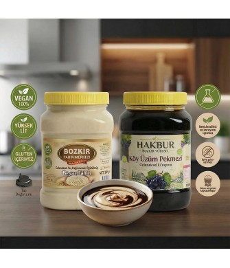 Muhteşem İkili Doğal Beyaz Tahin 935 gr- Köy Üzüm Pekmezi 950 gr (katkısız) Muhteşem İkili Doğal Beyaz Tahin 935 gr- Köy Üzüm Pekmezi 950 gr (katkısız)