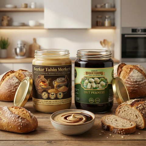 Muhteşem İkili Ata Tohum Altın Susam Kavrulmus Tahin 600 Gr - Dut Pekmezi 800 Gr katkısız