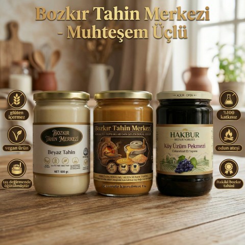 Muhteşem Üçlü Beyaz Tahin-Altın Susam Tahin-Köy Pekmezi(doğal&katkısız)