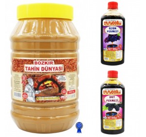 ENFES ÜÇLÜ - KAVRULMUŞ TAHİN KEPEKSİZ 2900 GR- ÜZÜM PEKMEZİ 950GR- DUT PEKMEZİ 950 GR
