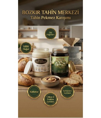 Bozkır Tahin Merkezi Doğal Beyaz Taş Değirmen Tahin 600 Gr - Dut Pekmezi 800 Gr 