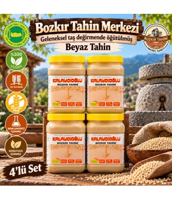 Bozkır Tahin Merkezi Doğal Beyaz Taş Değirmen Tahin 935Gr -4 adet 