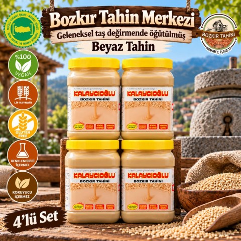 Bozkır Tahin Merkezi Doğal Beyaz Taş Değirmen Tahin 935Gr -4 adet 