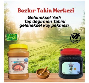 Bozkır tahin Merkezi Yerli Altın susam tahini 930 Gr & Köy Üzüm Pekmezi 950 Gr (doğal& katkısız)