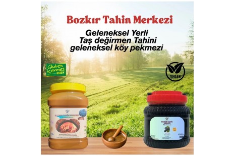 Bozkır tahin Merkezi Yerli Altın susam tahini 930 Gr & Köy Üzüm Pekmezi 950 Gr (doğal& katkısız)