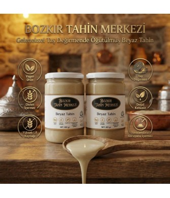 Bozkır Tahin Merkezi Doğal Beyaz Taş Değirmen Tahini 600 gr X 2 adet(katkısız& Vegan)
