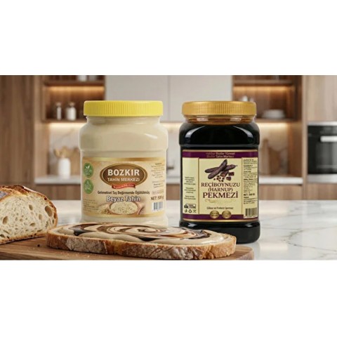 Bozkır Tahin Merkezi Geleneksel Taş Değirmen Beyaz Tahin 935 gr - Keçiboynuzu Pekmezi 950 gr