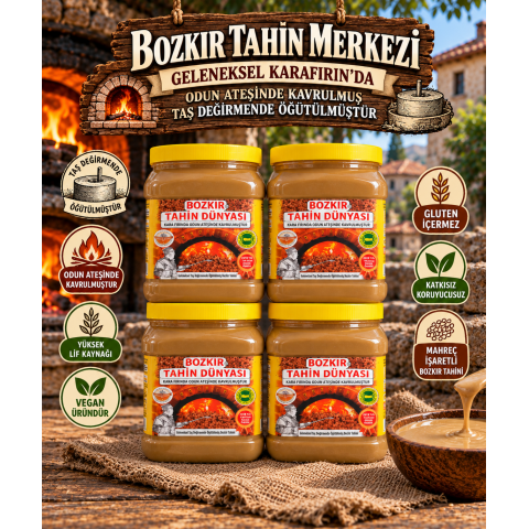 Bozkır Tahin Merkezi Çift Kavrulmuş Taş Değirmen Tahin 935 Gr 4 adet (vagan)