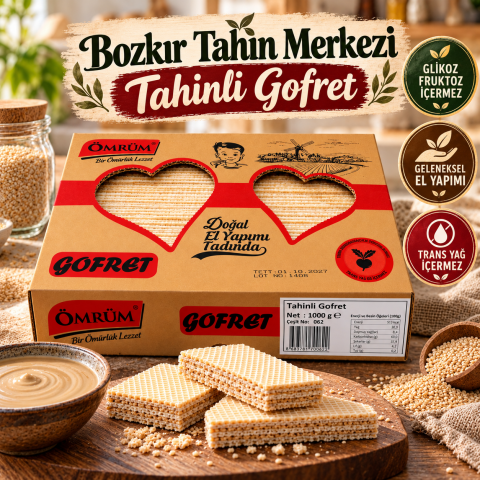 Bozkır Tahin Merkezi Geleneksel El Yapımı Tahinli Gofret 1000 gr 