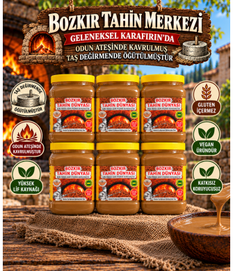 Bozkır Tahin Merkezi Çift Kavrulmuş Taş Değirmen Tahin 935 Gr 6 adet (Vegan)