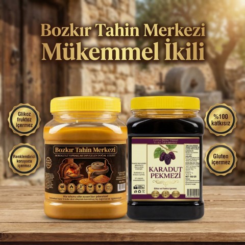 Ata Tohum Altın Susam Kavrulmus Tahin 930gr - Karadut Köy Pekmezi 950 Gr (katkısız)