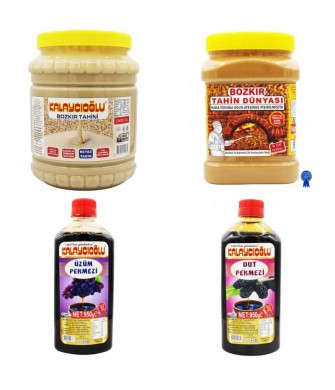 Tahin - Pekmez Paketi - Beyaz tahin 1900gr- Çifte kavrulmuş tahin 935gr - Üzüm ve Dut Pekmezi 950gr