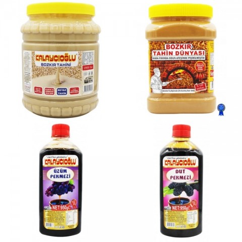 Tahin - Pekmez Paketi - Beyaz tahin 1900gr- Çifte kavrulmuş tahin 935gr - Üzüm ve Dut Pekmezi 950gr